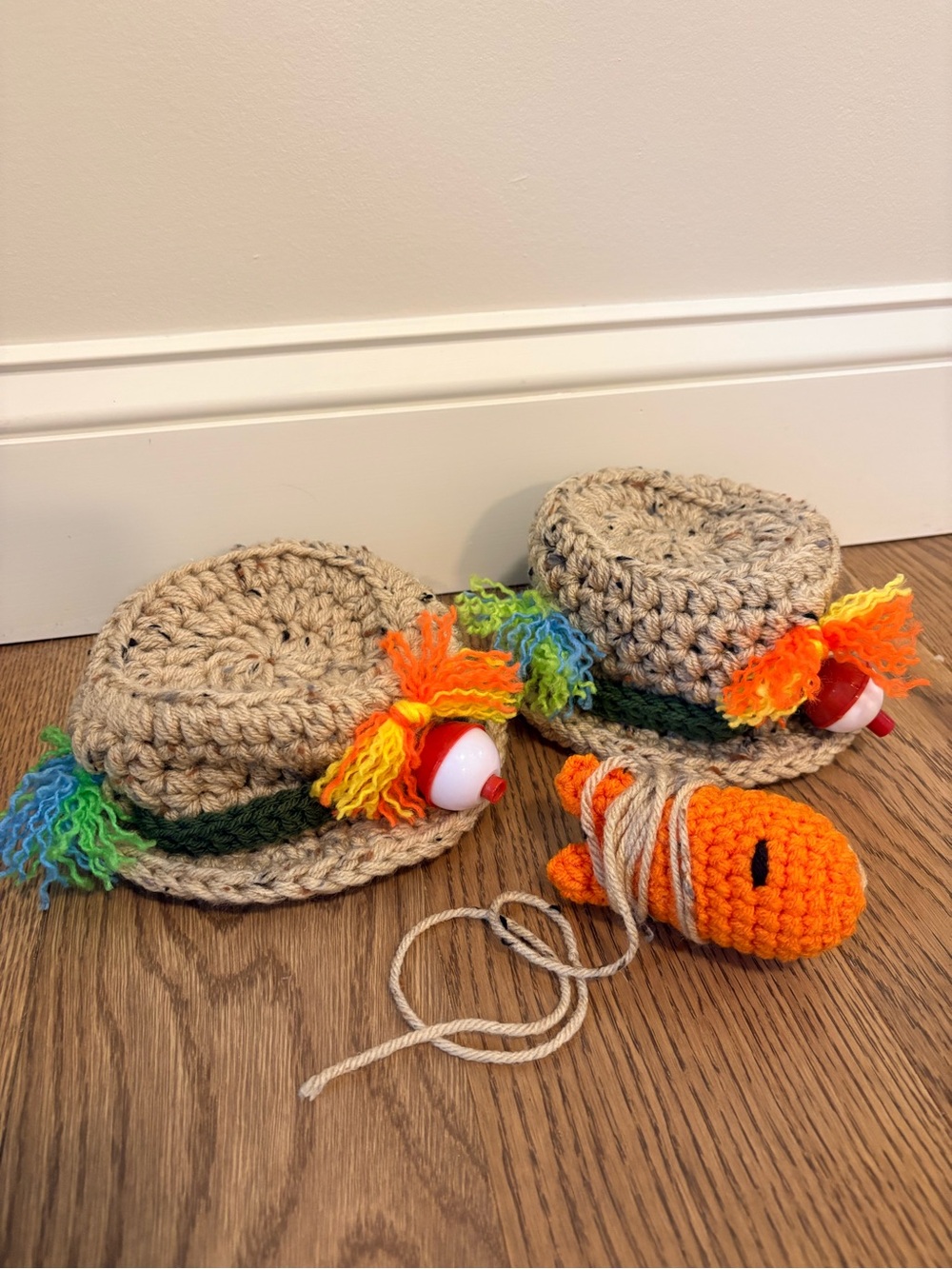 Handmade Crochet Baby Boy fisherman photo prop- twin photo prop- infant prop